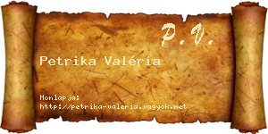 Petrika Valéria névjegykártya