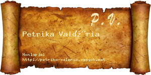 Petrika Valéria névjegykártya